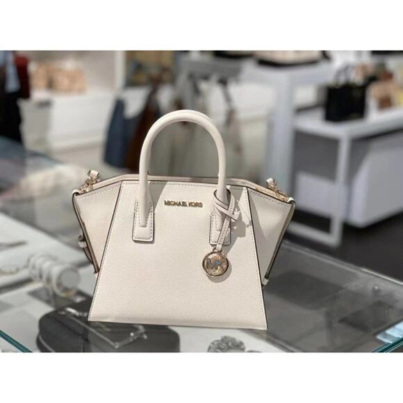 MICHAEL KORS 35F1G4VM2L Avril Small Leather Top-Zip Satchel Bag In LT CREAM - Picture 4 of 6